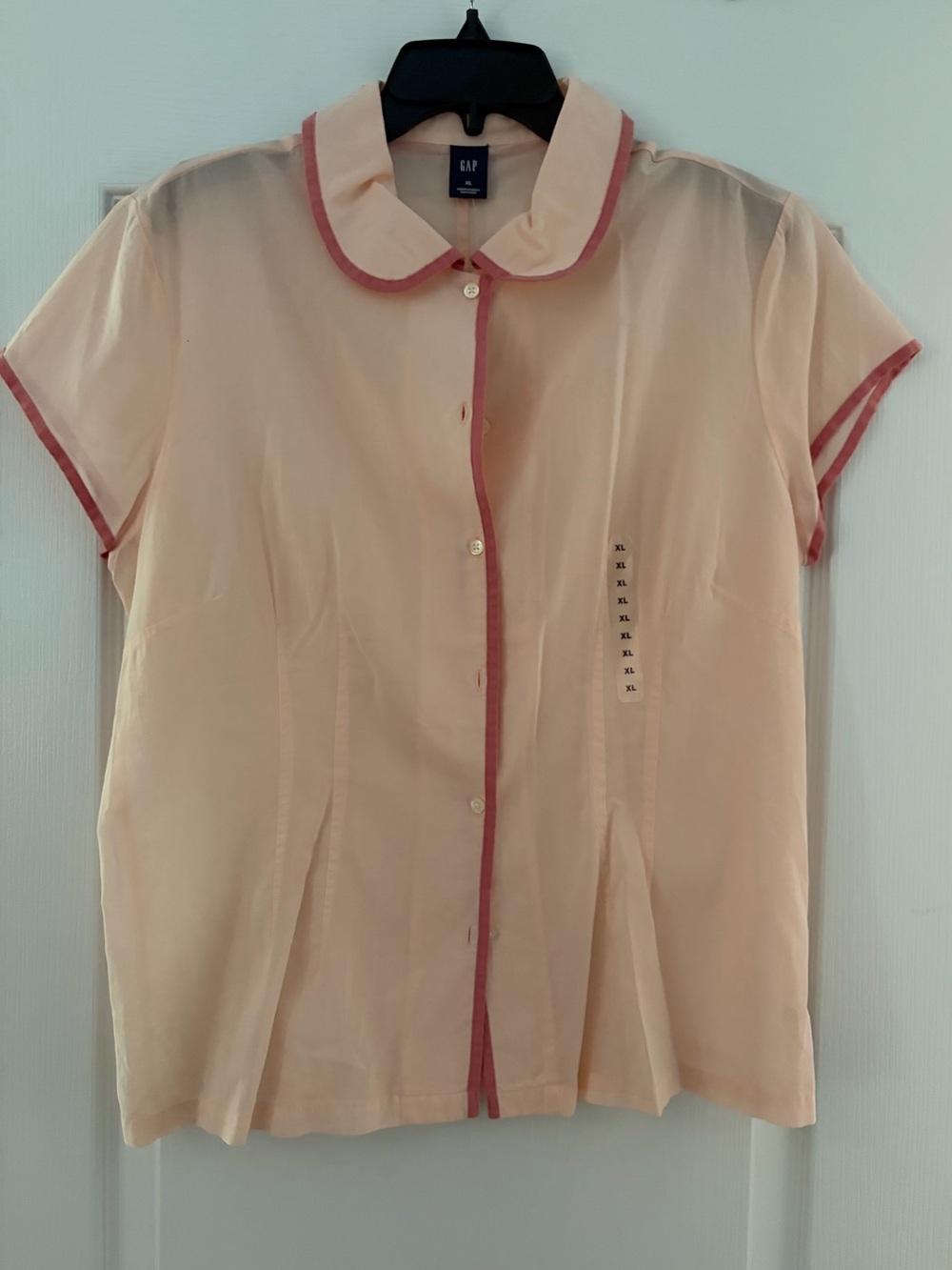 GAP Peach Button-Up Shirt with Pink Trim